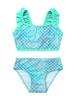 renvena Kids Girls Fish Scales Printed Swimwear Ruffled Shoulder Straps Mermaid Beach Wear Bathing Suit Green 4T view 3