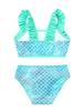 renvena Kids Girls Fish Scales Printed Swimwear Ruffled Shoulder Straps Mermaid Beach Wear Bathing Suit Green 4T view 4