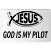 Makoroni - GOD is My Pilot Christian Jesus Fish Ichtus - 12"x18" Aluminum Novelty Fun Street Sign, DesK51 view 1