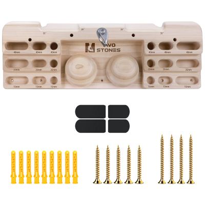 TWO STONES Wooden Hangboard Rock Climbing Pull Up Bar Designed Training for Climbing, Wooden Fingerboard Climbing Training Board for Building Core Strength and Endurance (CJ-HB2005)
