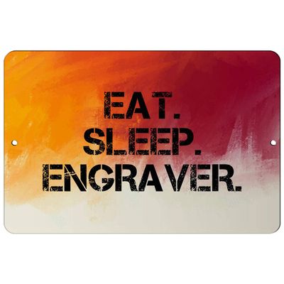 Makoroni - EAT Sleep EAT Sleep Engraver - 8"x12" Aluminum Novelty Fun Street Sign, DesW37