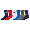 Champion unisex child Kids' Multipacks Socks, Crew Multi Script - Blue, 9 7 US view 1