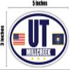 Flag of Utah/American Flag Oval 3M Vinyl Bumper Sticker Decal | Navy & Gold Millcreek, UT Sticker Vinyl Decal view 3