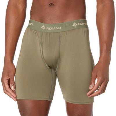 Nomad Men's Boxer Jock Base Layer Compression Short W/Scent Suppression, Moss, Small