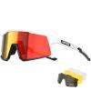 KAPVOE Polarized Cycling Glasses with 4 Interchangeable Lenses TR90 Sports Sunglasses Women Men Running MTB Bike Bicycle Accessories 10 Red White view 1