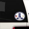 Flag of Illinois/American Flag Oval 3M Vinyl Bumper Sticker Decal | Navy & Gold Joliet, IL Sticker Vinyl Decal view 2