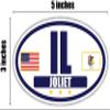 Flag of Illinois/American Flag Oval 3M Vinyl Bumper Sticker Decal | Navy & Gold Joliet, IL Sticker Vinyl Decal view 3
