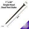 Moose Supply Single Head Metal Tent Stakes Heavy Duty Steel Ground Stake, Versatile Spikes to Anchor Commercial Inflatables, Event Party Tents, and Outdoor Camping Shelters, 1 x 40 Inch, 4 Pack view 2