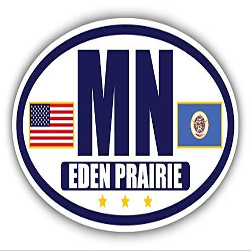 Flag of Minnesota/American Flag Oval 3M Vinyl Bumper Sticker Decal | Navy & Gold Eden Prairie, MN Sticker Vinyl Decal