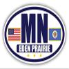 Flag of Minnesota/American Flag Oval 3M Vinyl Bumper Sticker Decal | Navy & Gold Eden Prairie, MN Sticker Vinyl Decal view 1