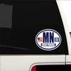 Flag of Minnesota/American Flag Oval 3M Vinyl Bumper Sticker Decal | Navy & Gold Eden Prairie, MN Sticker Vinyl Decal view 2