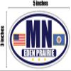 Flag of Minnesota/American Flag Oval 3M Vinyl Bumper Sticker Decal | Navy & Gold Eden Prairie, MN Sticker Vinyl Decal view 3