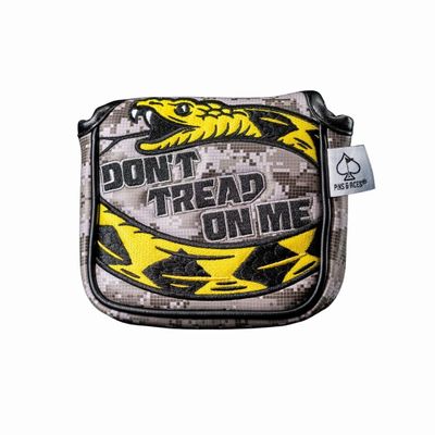 Pins & Aces Golf Co. Dont Tread On Me Premium Headcover - Quality Leather, Hand-Made Head Cover - Style and Customize Your Golf Bag - Tour Inspired, American, Patriotic Classic Design (Mallet)