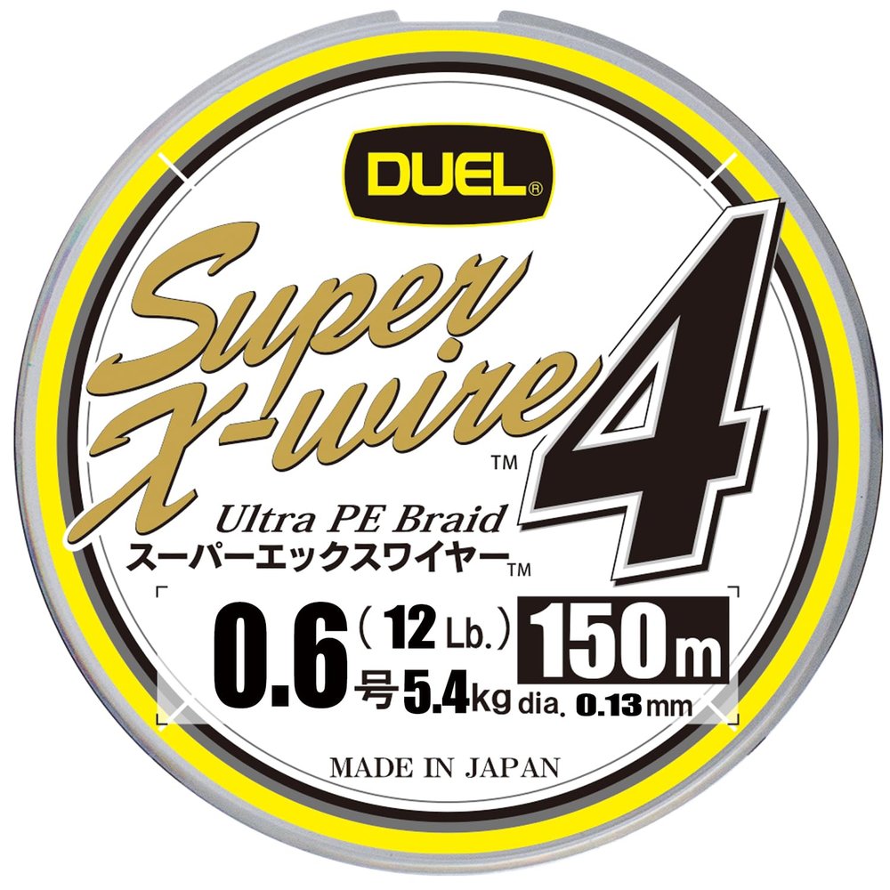 Duel H3585N-5CR PE Fishing Line, Super X Wire 4, Fishing Line, Fishing Gear, High Strength, High Sensitivity, No. 0.6, 150m, 5 Colors, Yellow Marking