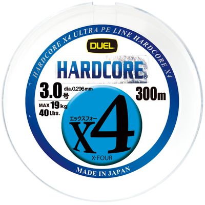 Duel Hardcore X4 H3253N-5CBL PE Fishing Line, Fishing Gear, High Strength, High Sensitivity, No. 3.0, 328.1 yd (300 m), 5 Colors, Yellow Marking