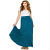 Lock and Love LL WB1434 Womens Solid Maxi Skirt with Elastic Waist Band XS Teal view 4