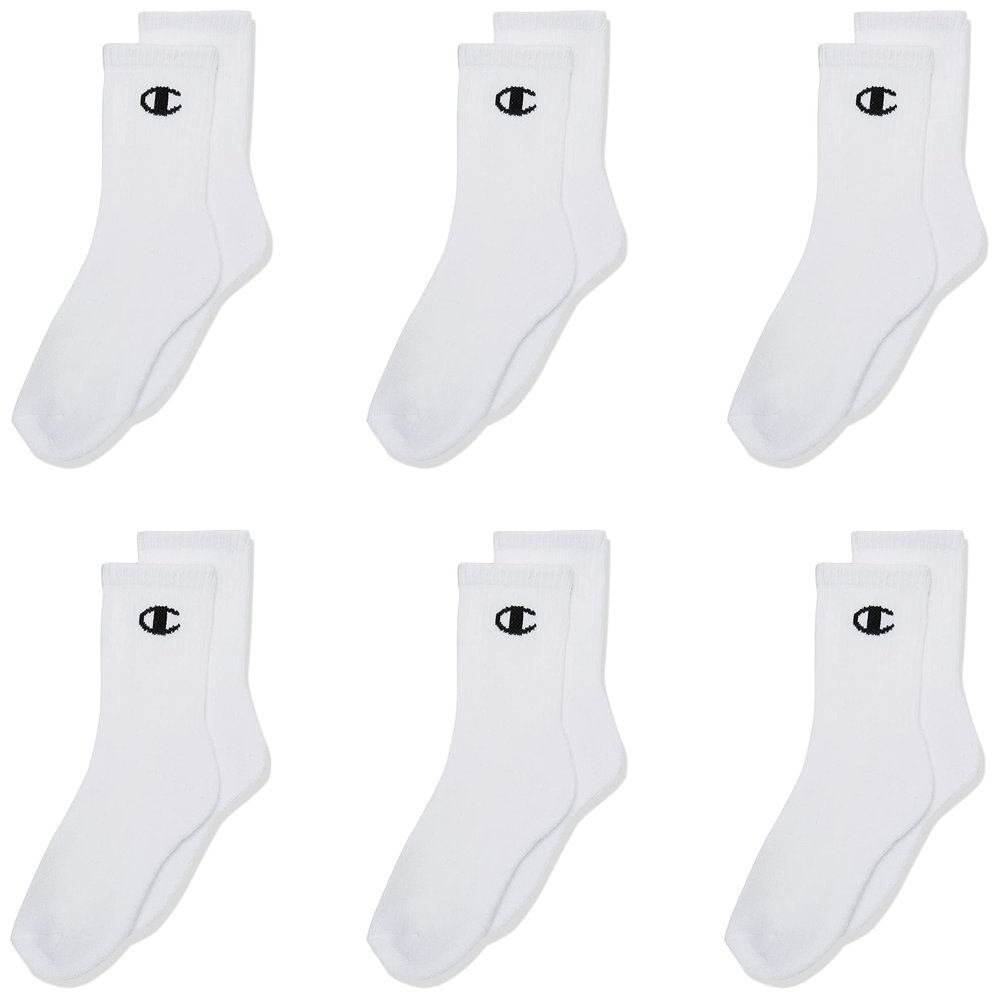 Champion unisex child Champion Kids' 6-pack Crew Socks, Crew - White, 7 9 US