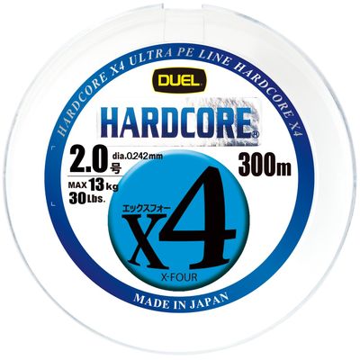 Duel Hardcore X4 H3251N-5CBL PE Fishing Line, Fishing Gear, High Strength, High Sensitivity, No. 2.0, 328.1 yd (300 m), 5 Colors, Yellow Marking