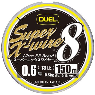 Duel H3603N-5CR PE Fishing Line, Super X Wire 8, Fishing Line, Fishing Gear, High Strength, High Sensitivity, No. 0.6, 150m, 5 Colors, Yellow Marking