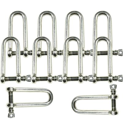 MarineNow 316 Stainless Steel Long D-Shackle Marine Grade Choose Size and Pack Quantity (12 mm, 10-Pack)