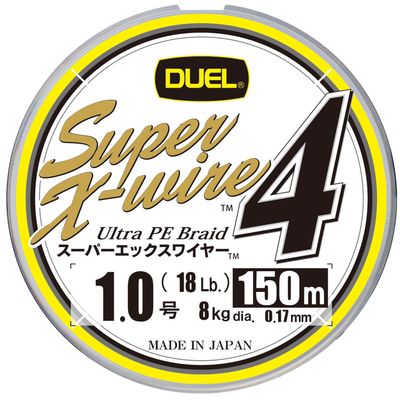 Duel H3587N-5CR PE Fishing Line, Super X Wire 4, Fishing Line, Fishing Gear, High Strength, High Sensitivity, No. 1.0, 150m, 5 Colors, Yellow Marking