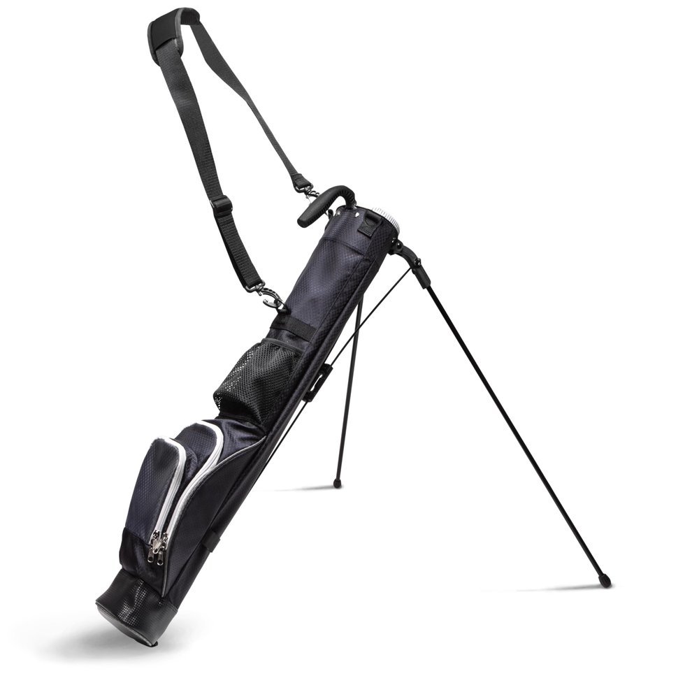 Sunday Stand Bag | Lightweight Carry Golf Bag with Speed Handle, Padded Strap, and Pocket for Driving Range, Par-3, and Executive Courses (Black)