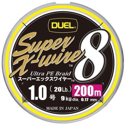 Duel H3608N-5CR PE Line Super X-Wire 8 Fishing Line, Fishing Gear, High Strength, High Sensitivity, No. 1.0, 66.4 ft (200 m), 5 Colors/Yellow Marking