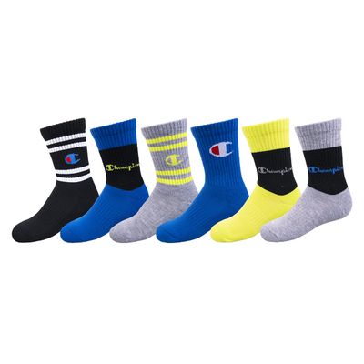 Champion unisex child Kids' Multipacks Socks, Crew Stripe - Green, 9 7 US