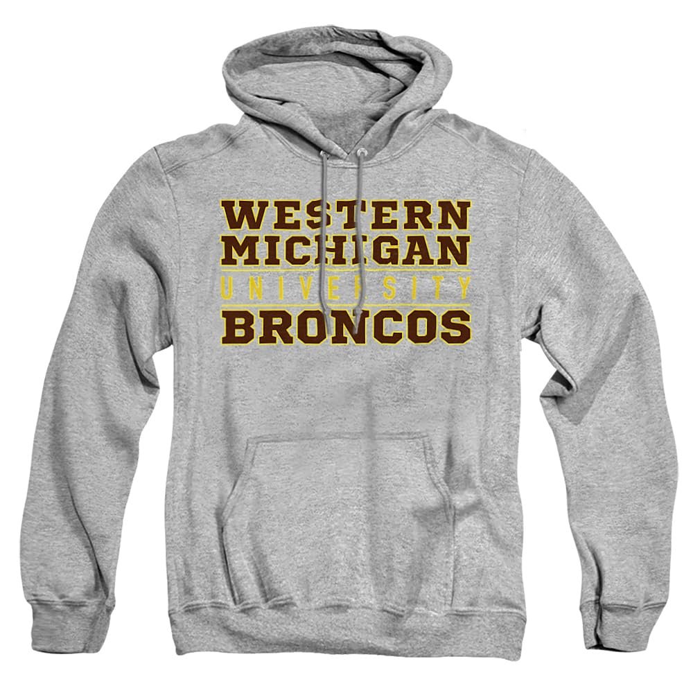 Western Michigan University Official Between The Lines Unisex Adult Pull-Over Hoodie, Athletic Heather, 3X-Large