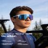 KAPVOE Polarized Cycling Glasses with 4 Interchangeable Lenses TR90 Sports Sunglasses Women Men Running MTB Bike Bicycle Accessories 09 Blue White view 3