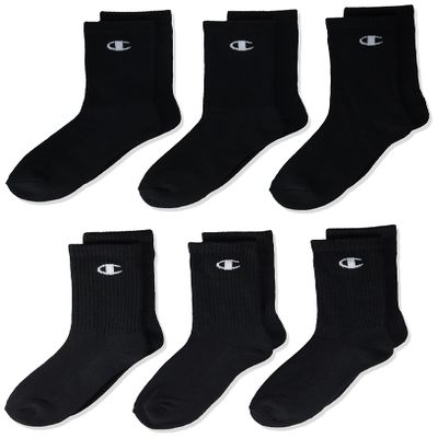 Champion unisex child Kids' Multipacks Socks, Crew - Black, 9 7 US