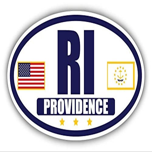 Flag of Rhode Island/American Flag Oval 3M Vinyl Bumper Sticker Decal | Navy & Gold Providence, RI Sticker Vinyl Decal