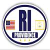 Flag of Rhode Island/American Flag Oval 3M Vinyl Bumper Sticker Decal | Navy & Gold Providence, RI Sticker Vinyl Decal view 1