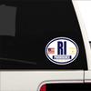 Flag of Rhode Island/American Flag Oval 3M Vinyl Bumper Sticker Decal | Navy & Gold Providence, RI Sticker Vinyl Decal view 2