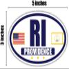 Flag of Rhode Island/American Flag Oval 3M Vinyl Bumper Sticker Decal | Navy & Gold Providence, RI Sticker Vinyl Decal view 3