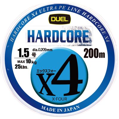 Duel Hardcore X4 H3249N-5CBL PE Fishing Line, Fishing Gear, High Strength, High Sensitivity, No. 1.5, 218.7 yd (200 m), 5 Colors, Yellow Marking