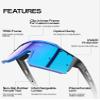 KAPVOE Polarized Cycling Glasses with 4 Interchangeable Lenses TR90 Sports Sunglasses Women Men Running MTB Bike Bicycle Accessories 06 Blue Black view 2