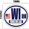 Flag of Wisconsin/American Flag Oval 3M Vinyl Bumper Sticker Decal | Navy & Gold Fond du Lac, WI Sticker Vinyl Decal view 3
