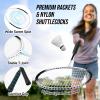 Patiassy Badminton Set for Backyard, Portable Badminton Net with 4 Badminton Rackets, 4 Nylon Shuttlecocks and Carry Bag, for Lawn Beach Family Games (White) view 3