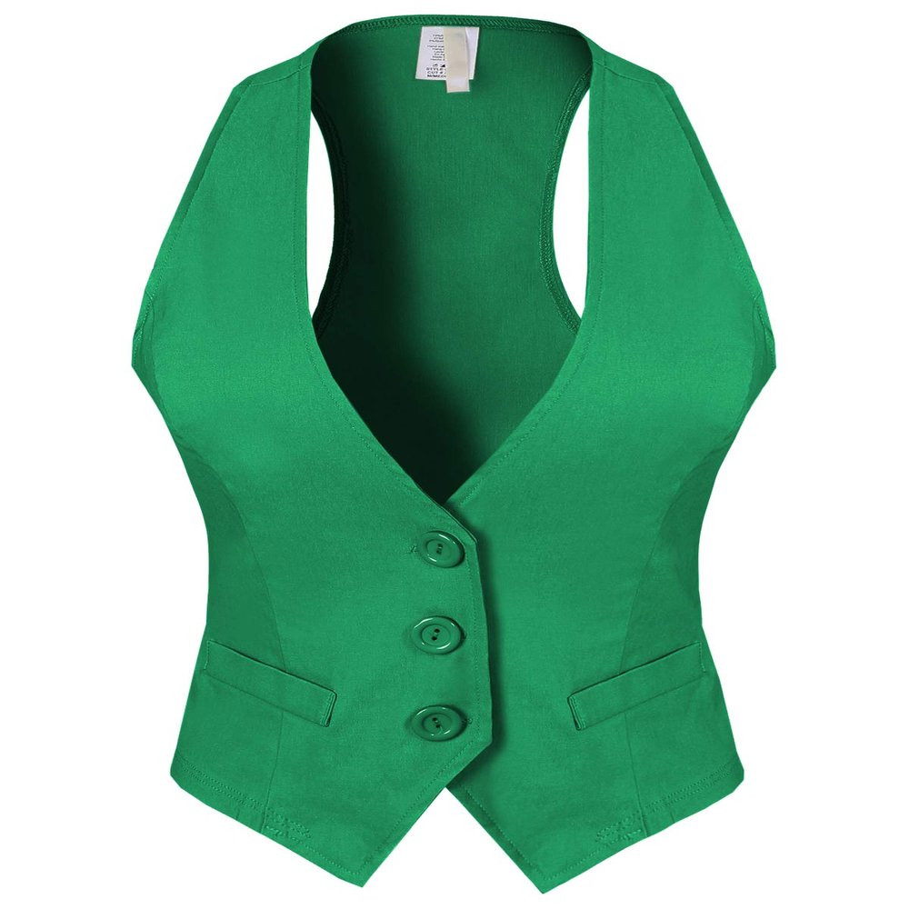 Design by Olivia Women's Dressy Casual Versatile Racerback Vest Tuxedo Suit Waistcoat Kelly Green M