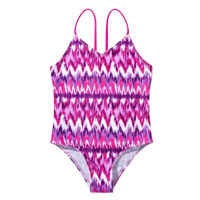YONGHS Toddler Baby Girls One Piece Swimsuit Spaghetti Shoulder Straps Criss Cross Backless Leotard Swimwear Rose_Red 4T