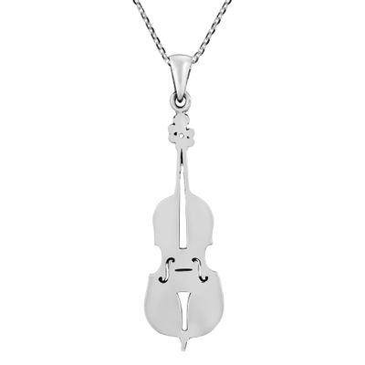 AeraVida Cute Orchestra Violin or Cello Musical Instrument Charm .925 Sterling Silver Pendant Necklace for Music Inspired Fashion with a Trendy Casual Vibe | Music Lover Gift | Recital Gift | 18 Inch Cable Chain