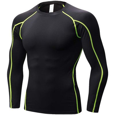 Men's Compression Shirts Long Sleeve, Base-Layer Quick Dry Workout T Shirts Sports Running Tops for Gym B Green