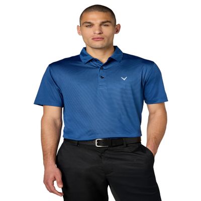 Callaway Men's Fine Line Stripe Short Sleeve Stretch Golf Polo, Moisture-Wicking, Sun Protection (Available in Big & Tall), Peacoat, Large