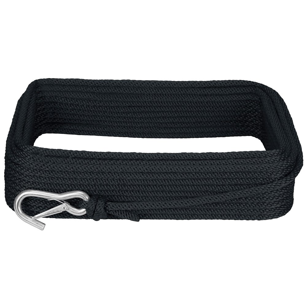 Extreme Max 3006.3438 BoatTector Solid Braid MFP Anchor Line with Snap Hook - 1/2" x 100', Black