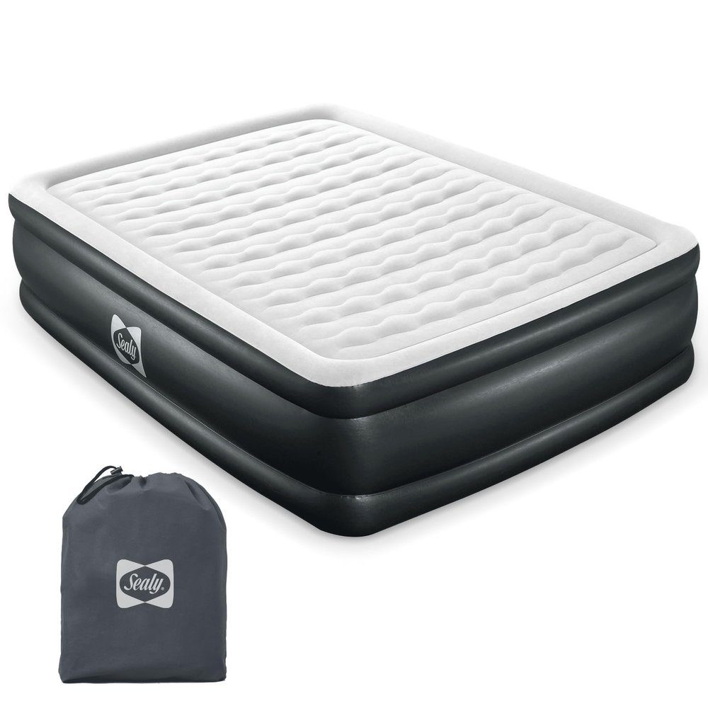 Sealy Tritech Queen Sized 20" Air Mattress Bed 2 Person w/Built-in AC Pump & Bag