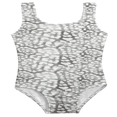 City Threads Girls One Piece Swimsuits UPF 50+, Made in the USA Swimwear, Girls Bathing Suits (Leopard Monochrome, 3T)