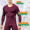 Men's Compression Shirts Long Sleeve, Base-Layer Quick Dry Workout T Shirts Sports Running Tops for Gym Wine view 3