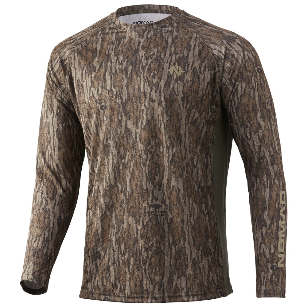 Nomad Mens Pursuit Long Sleeve | Hunting W/ Sun Protection Shirt, Mossy Oak New Bottomland Camo, 3X-Large US