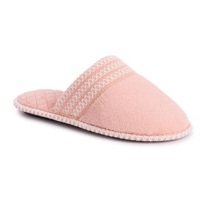 MUK LUKS womens Women's Cathy Micro Chenille Closed Toe Slipper, Rose Gold, Large US